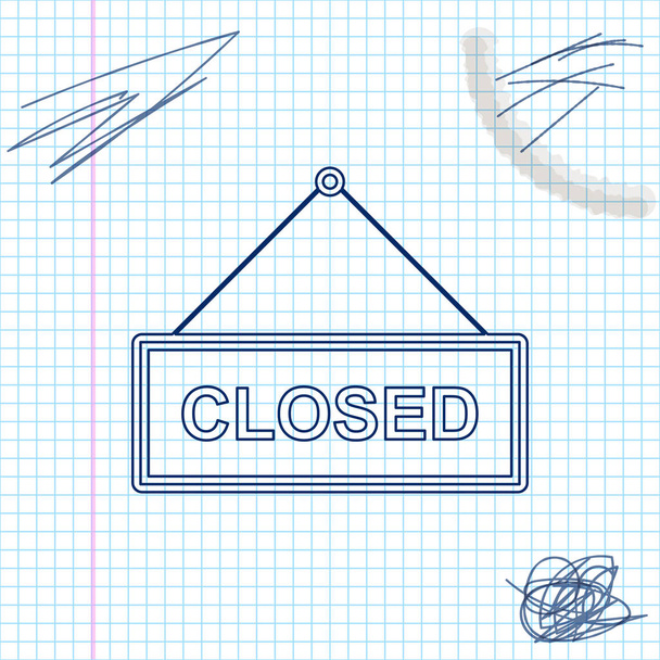 Κλείσιμο σύμβολο με κείμενο κλειστή πόρτα γραμμή σκίτσο απομονώνεται σε λευκό φόντο. Απεικόνιση διανυσματικών φορέων - Διάνυσμα, εικόνα