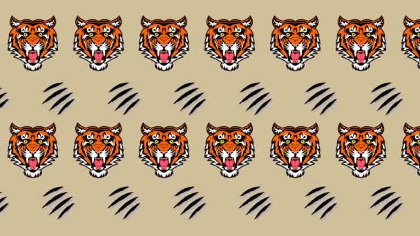 Animacja tygrysa i ostrych pazurów-animacja - Materiał filmowy, wideo