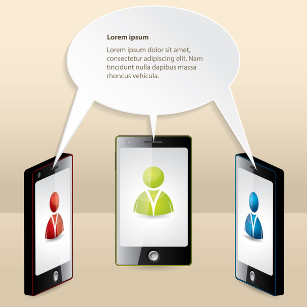 Smartphone conference illustrated with speech bubble - Vector, Image