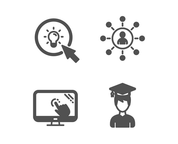 Touch screen, Networking and Energy icons. Student sign. Vector - Vector, Image
