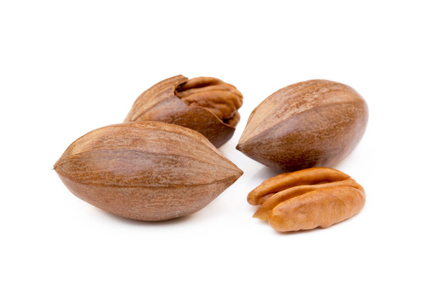 Fresh pecan nuts isolated on a white background - Photo, Image