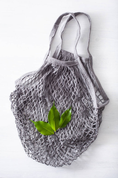 reusable mesh cotton shopping bag, plastic free zero waste conce - Photo, Image