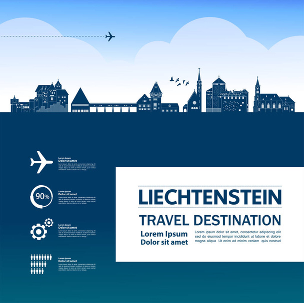 Liechtenstein seyahat hedef grand vektör illüstrasyon. - Vektör, Görsel