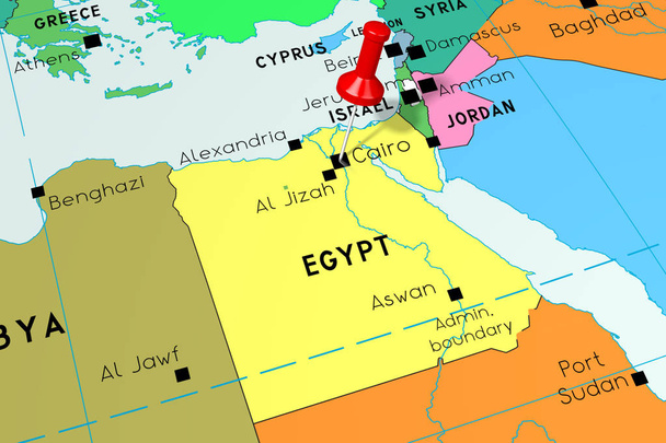 Egypti, Kairo - pääkaupunki, jumissa poliittisella kartalla
 - Valokuva, kuva