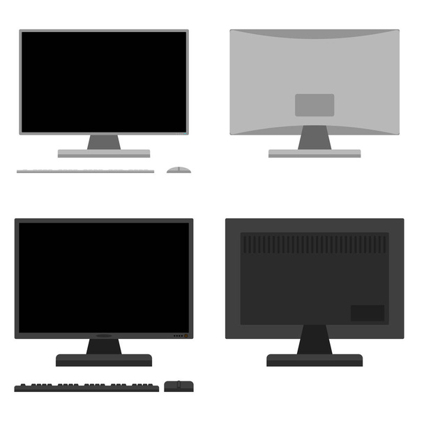 Un set di mobili per il posto di lavoro Computer anteriore e posteriore In diversi stili Vector flat illustration
 - Vettoriali, immagini