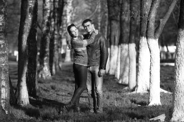 Lovers, man and woman in the spring - Фото, изображение