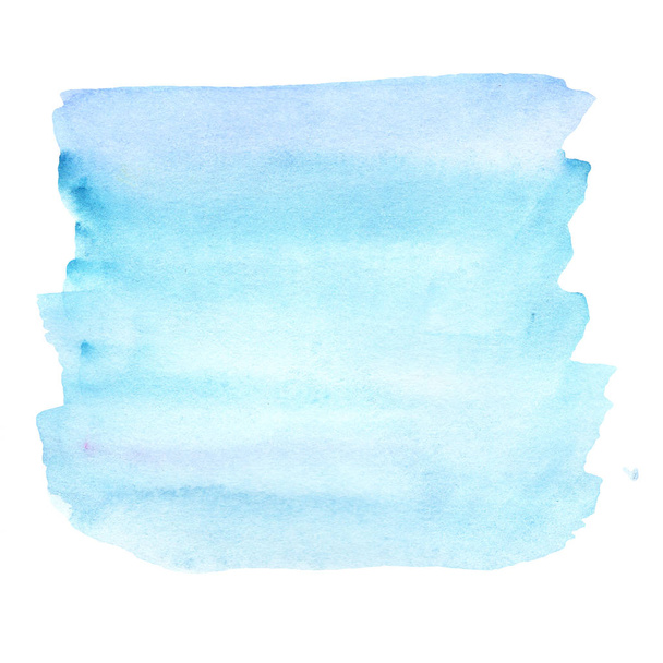 水彩画の染みを持つ白い背景に青い抽象的な水彩画のグラデーション. - 写真・画像