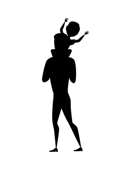 nero silhouette allegro sorridente padre e figlio cartone animato personaggio design piatto vettore illustrazione isolato su sfondo bianco
 - Vettoriali, immagini