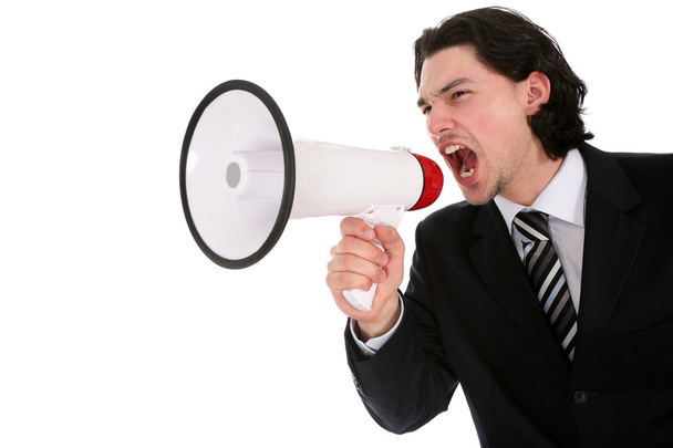 Businessman Shouting Through Megaphone - Foto, immagini