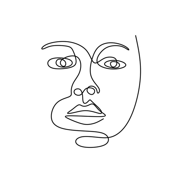 jeden linia minimalizm rysunek streszczenie twarz - Wektor, obraz