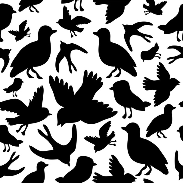 nahtloses Muster mit Silhouetten von Vögeln - Vektor, Bild