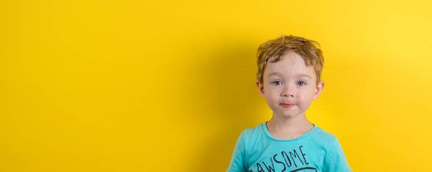 αξιολάτρευτο μικρό τριών ετών αγόρι με χαριτωμένο έκφραση προσώπου  - Φωτογραφία, εικόνα