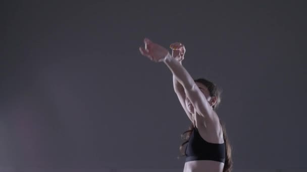 young woman dancing modern ballet,contemporary dance, isolated,slow motion - Πλάνα, βίντεο