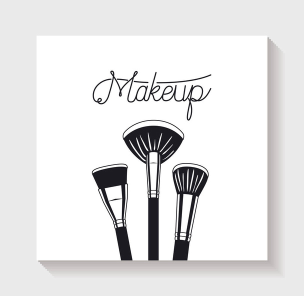 make-up penselen accessoires pictogrammen - Vector, afbeelding