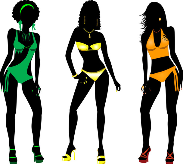 Swimsuit silhouette women - Vector, Image
