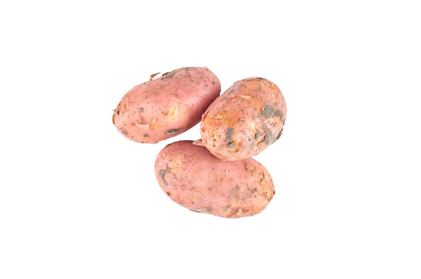Fresh red potatoes isolated on white background. The view from the top. Organic food background. - Valokuva, kuva