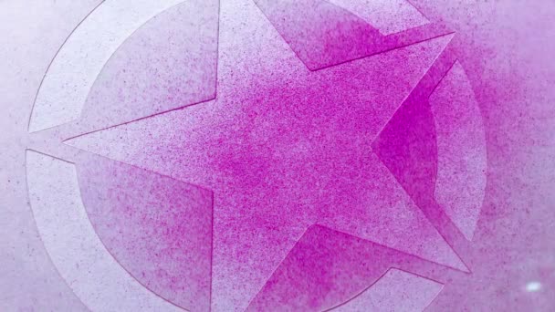 Ροζ αστέρι γραφικά σπρέι ζωγραφισμένο πάνω στην επιφάνεια - Πλάνα, βίντεο