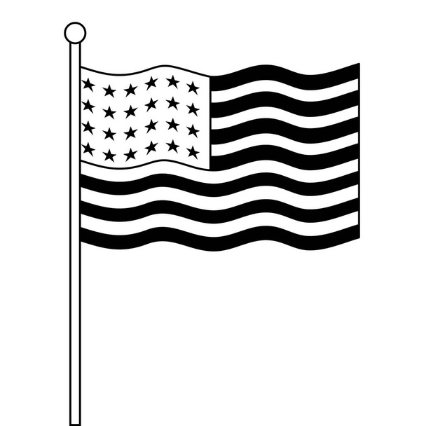 единое государство американского флага на палочке
 - Вектор,изображение