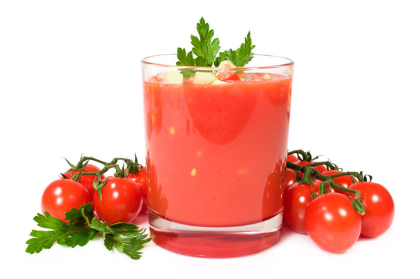 gazpacho with fresh cherry tomatoes and parsley - Fotoğraf, Görsel