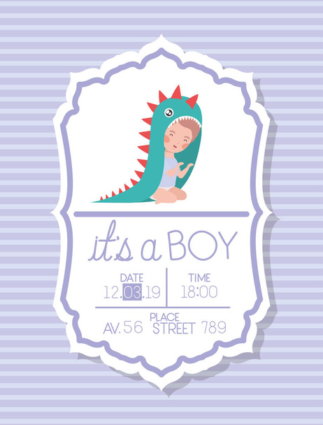 its a boy baby shower card with kid disguised - Vector, afbeelding