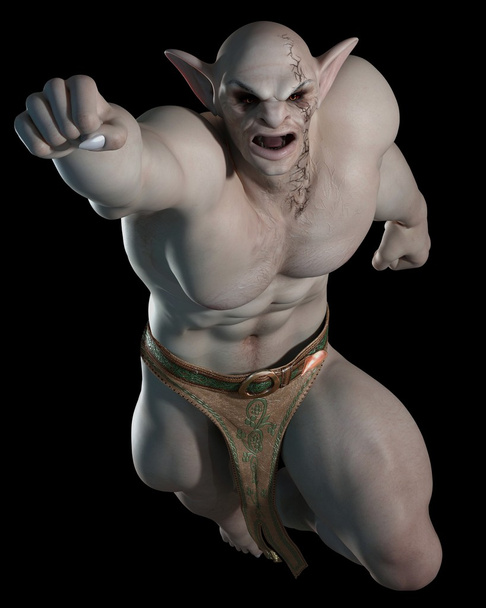Goblin of trol vechten kampioen, springen - Foto, afbeelding