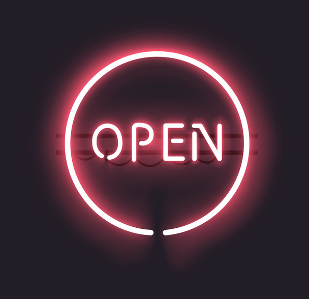 otevřené neonový nápis - Vektor, obrázek
