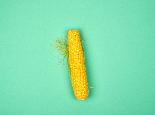 um espiga de milho amarelo maduro em um fundo verde
 - Foto, Imagem
