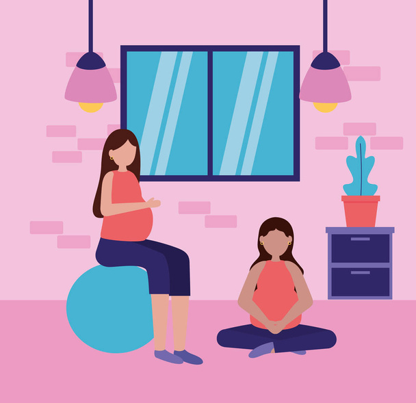 pregnancy and maternity scene flat - Vector, Image