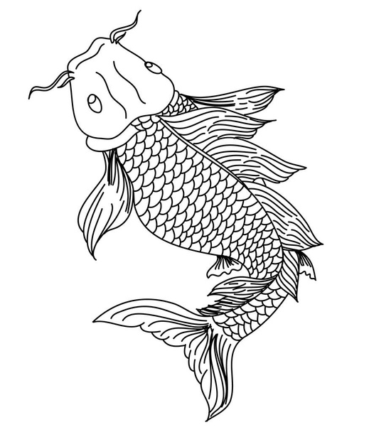 美しい落書きアート鯉の入れ墨デザイン  - ベクター画像