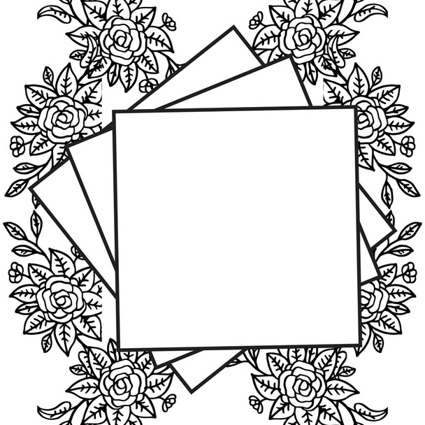 Ornamento de desenho de cartão de convite, ramos e folhas de fábricas tropicais. Vetor
 - Vetor, Imagem