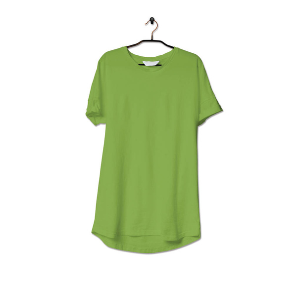 Schnappen Sie sich diese beeindruckende realistische T-Shirt-Attrappe in edler Grünfarbe, um Ihrem Markenlogo einen Schub zu verleihen. diese Attrappe ist hochgradig perfekt, um Ihr Kunstwerk zu präsentieren. - Foto, Bild