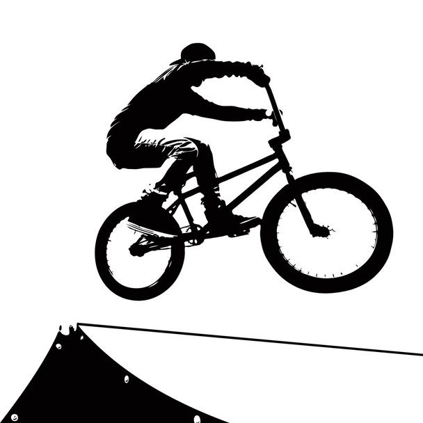 Äärimmäinen pyöräilijä siluetti
 - Vektori, kuva