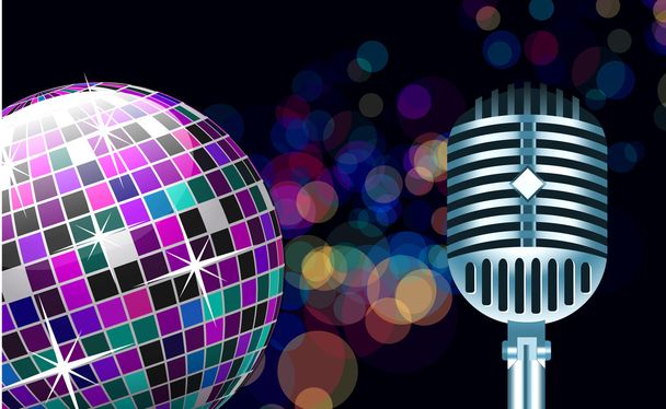Vector disco ball with microphone - Vector, Image