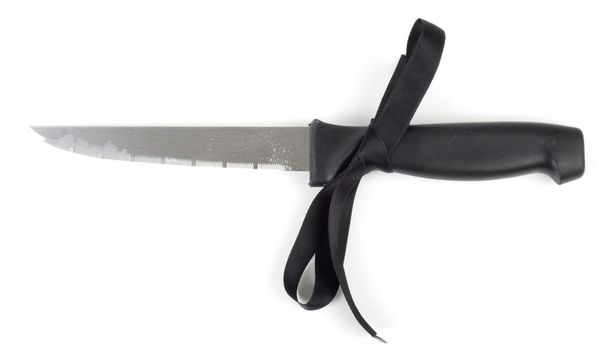 Kitchen knife with black ribbon - Photo, Image