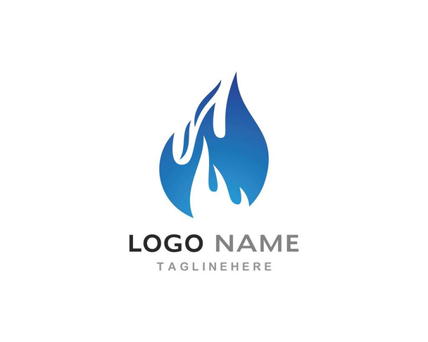 Mavi Yangın Logo Şablonu - Vektör, Görsel