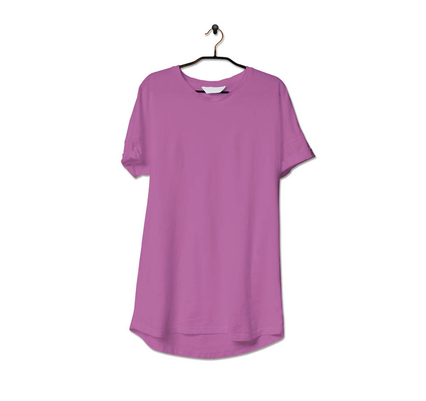 Grijp deze indrukwekkende realistische tshirt mock up in de lente Crocus kleur om een boost te geven aan uw merk logo. Deze mock up zijn zeer perfect voor het presenteren van uw kunstwerk. - Foto, afbeelding