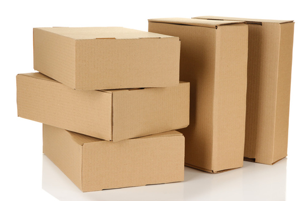 Parcels boxes, isolated on white - Foto, Imagem