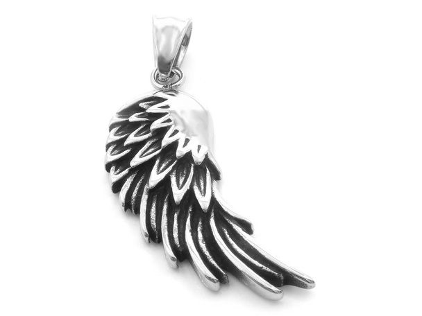 Přívěskný šperk. Andělský křídlo. Nerezová ocel. Jedna barva - Fotografie, Obrázek