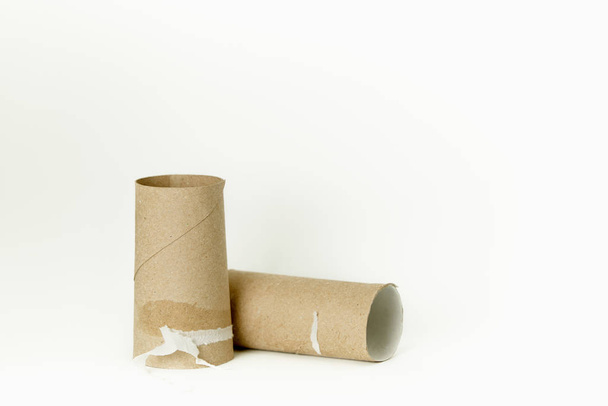 WC-papír roll all használt elszigetelt a fehér háttér - Fotó, kép