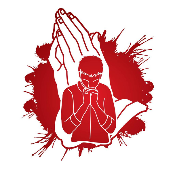 A man prayer cartoon graphic vector. - Vector, Image