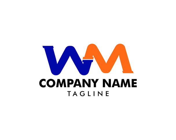 WM σωλήνα επιστολή λογότυπο σχεδίαση εικονιδίων - Διάνυσμα, εικόνα