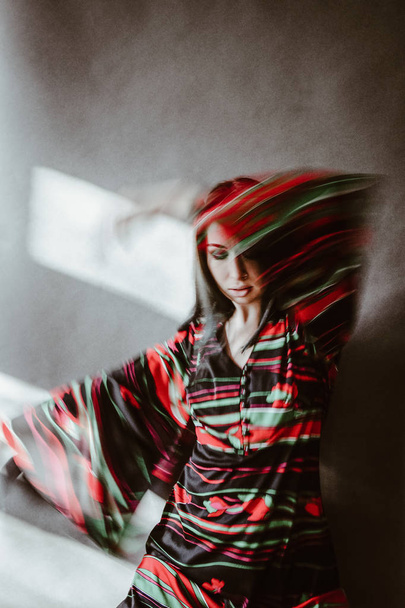 Young woman in old-fashioned dress dancing - Photo, Image
