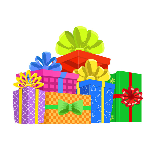 Cartoon gift box. Christmas present, gifting box and xmas presen - Vector, Image