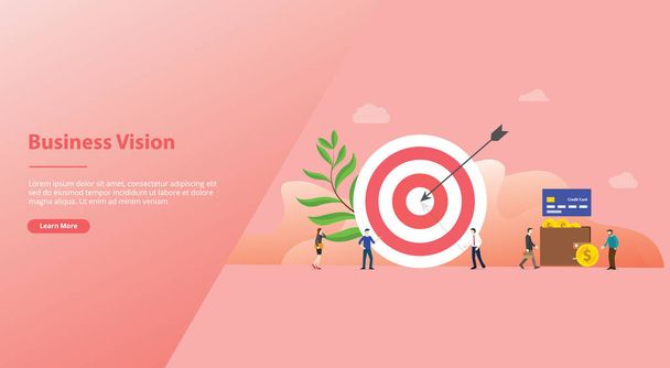 business or people target with big dart and some people walking around for website template or landing homepage with modern flat style - vector - Vector, Image
