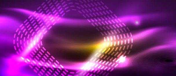 Formas quadradas de néon linhas no fundo de luz brilhante
 - Vetor, Imagem