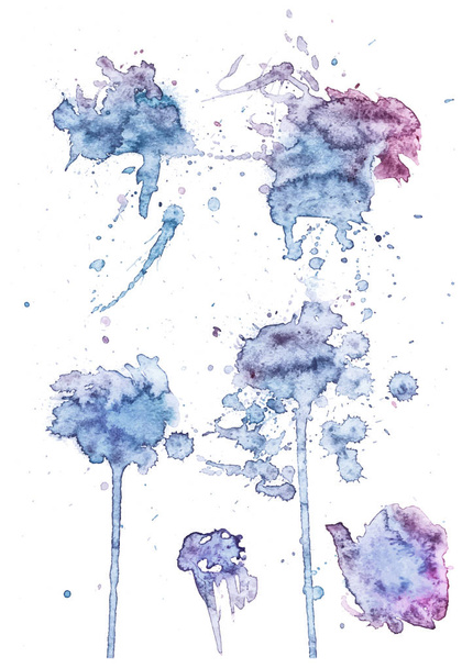 farbenfrohe abstrakte Aquarelltextur mit Spritzern und Spritzern. moderner, kreativer Aquarell-Hintergrund für trendiges Design mit Grunge-Effekt - Vektor, Bild