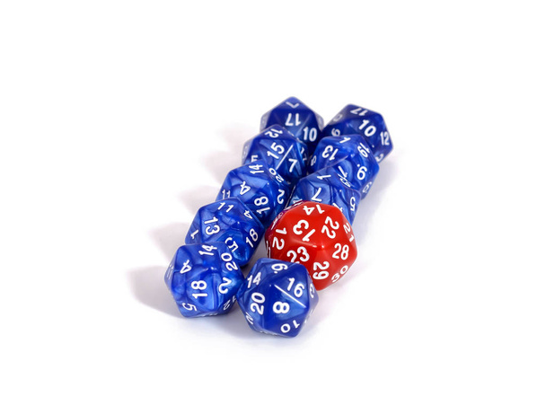 colorful multi sided role play game dice isolated white background - Photo, Image