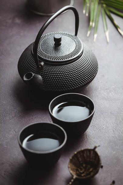 Geleneksel Asya çay seremonisi düzenleme, üst görünümü - Fotoğraf, Görsel