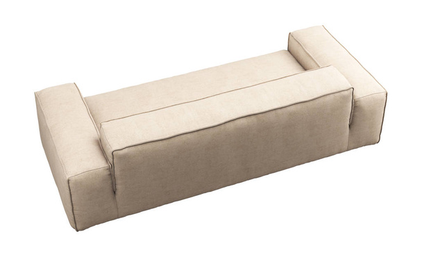 Moderne licht beige stof sofa. 3D renderen - Foto, afbeelding