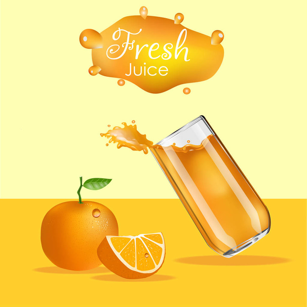 Appelsiinimehua roiskeena. Roiskeet lasi oranssi
 - Vektori, kuva